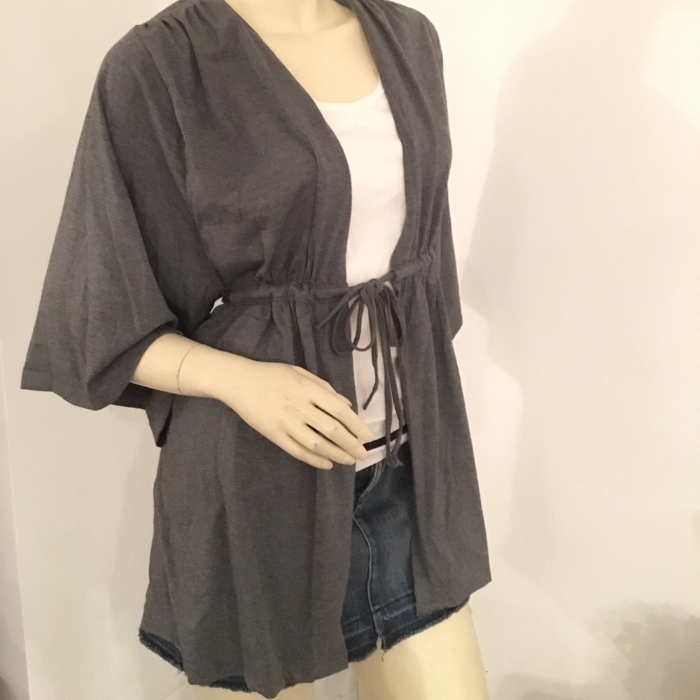 butterfly sleeve tie front cardigan